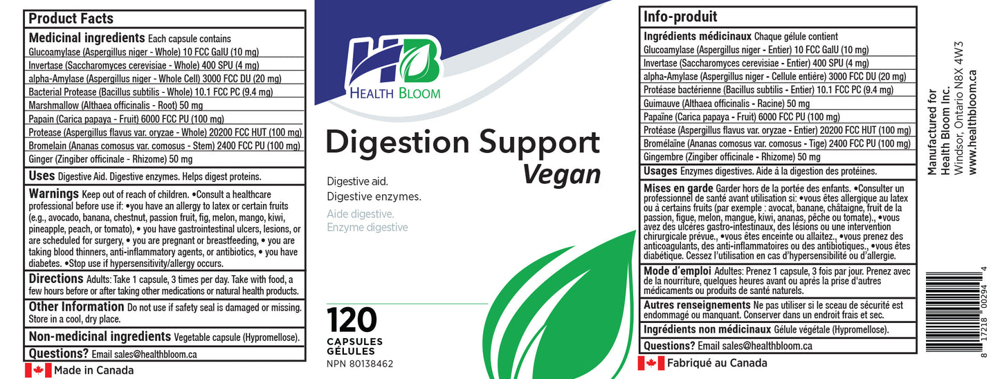 Digestive Support Vegan label