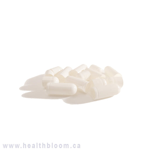 A cluster of separated white empty gelatin capsules size 00.