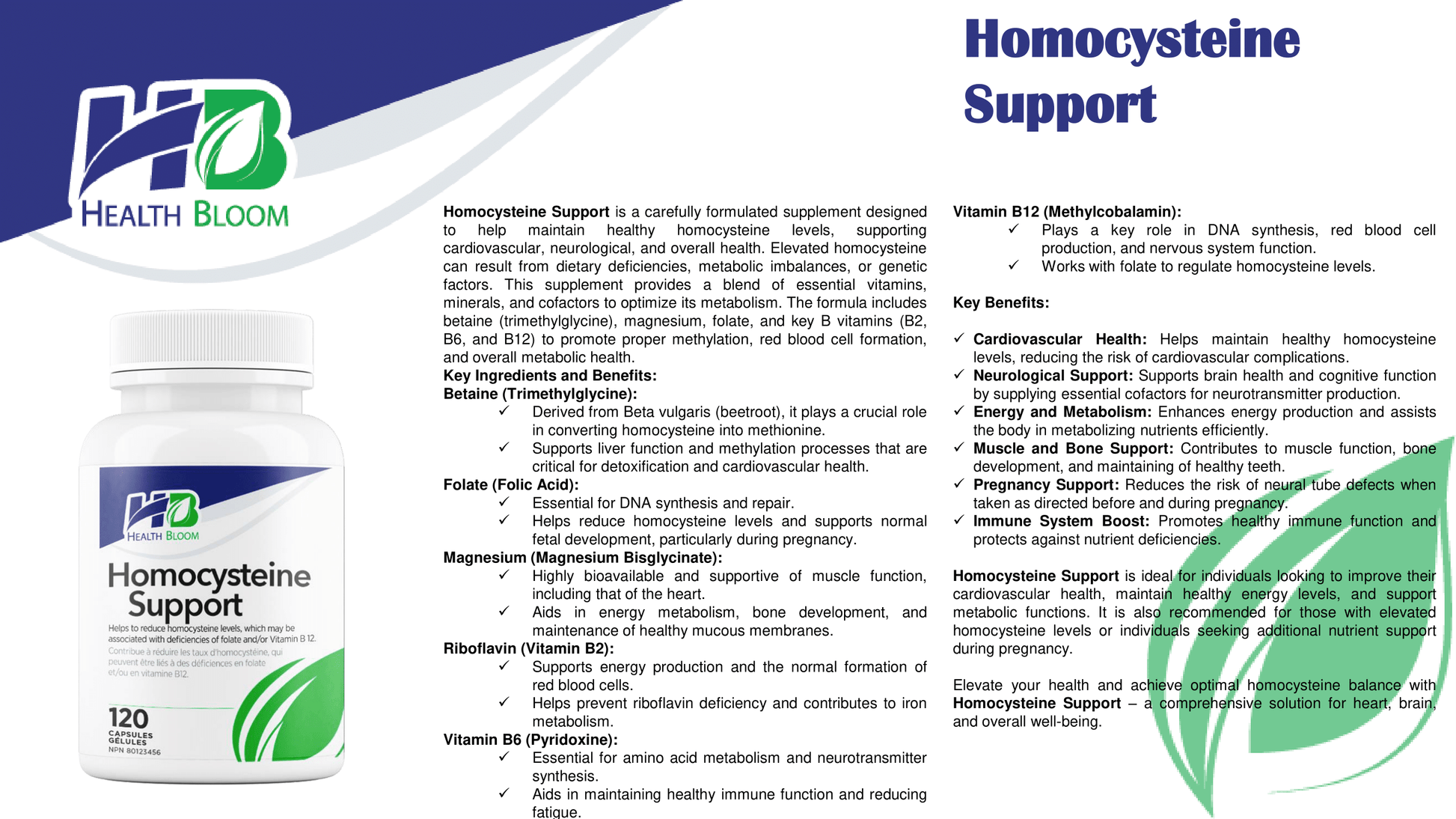 Health Bloom Homocysteine Support 