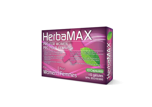 A box of HerbaMAX Pro for Women, with the product's name and purpose clearly displayed on the front.