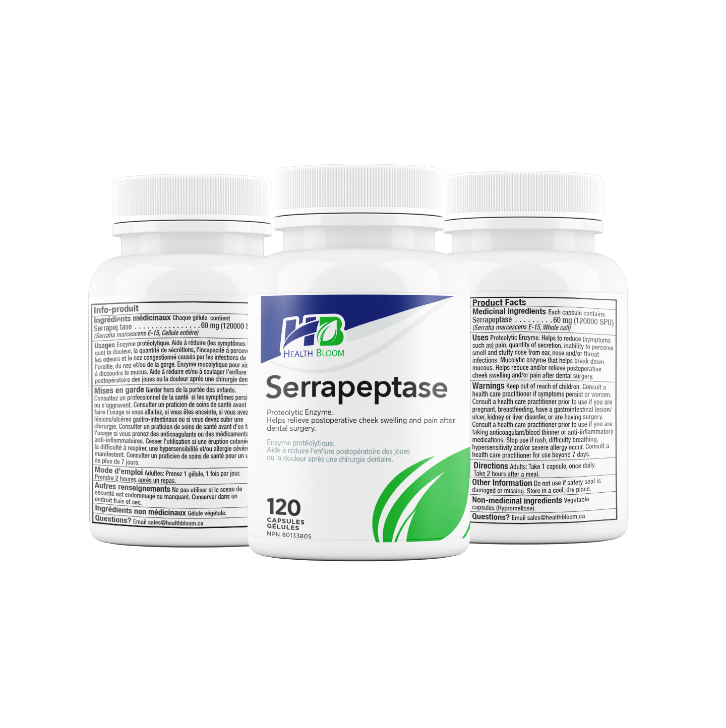 Two containers of Serrapeptase supplement on a white background