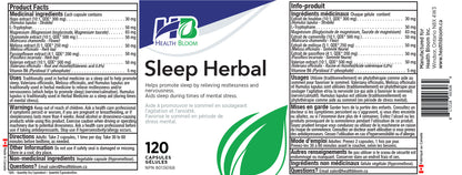 Health Bloom Sleep Herbal Label